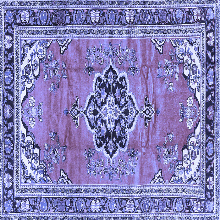 Square Machine Washable Persian Blue Traditional Rug, wshtr2988blu