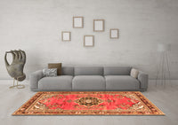 Machine Washable Persian Orange Traditional Rug, wshtr2988org