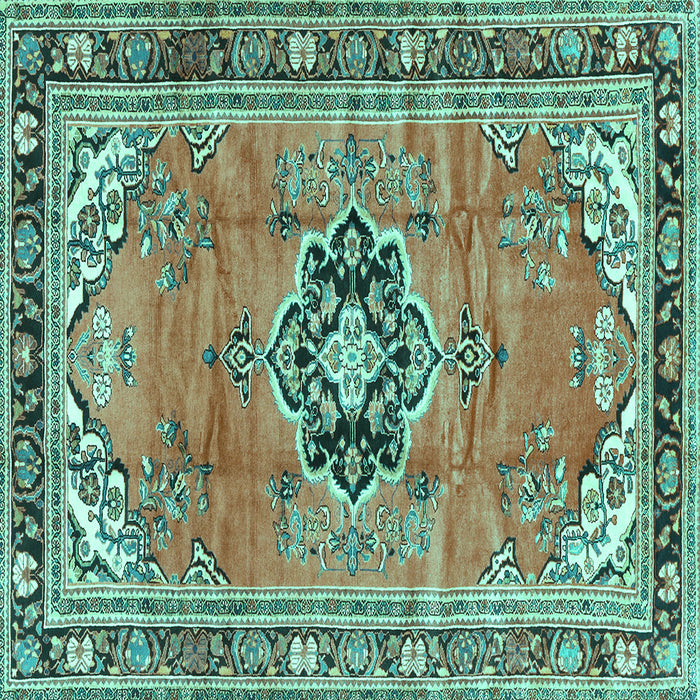Square Persian Turquoise Traditional Rug, tr2988turq