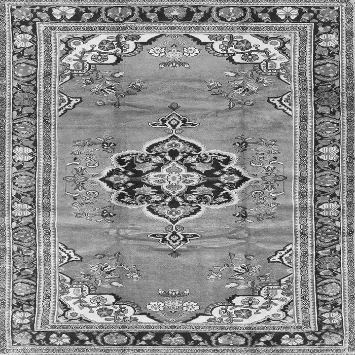 Round Machine Washable Persian Gray Traditional Rug, wshtr2988gry