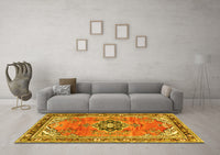 Machine Washable Persian Yellow Traditional Rug, wshtr2988yw