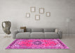 Machine Washable Persian Pink Traditional Rug in a Living Room, wshtr2988pnk