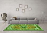 Machine Washable Persian Green Traditional Rug, wshtr2988grn