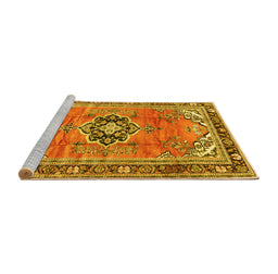 Sideview of Machine Washable Persian Yellow Traditional Rug, wshtr2988yw