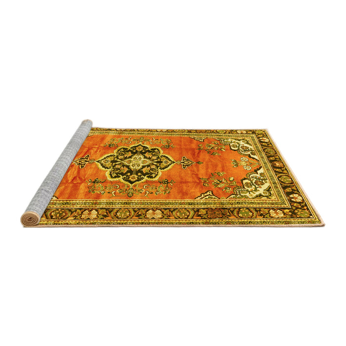 Sideview of Machine Washable Persian Yellow Traditional Rug, wshtr2988yw