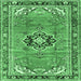 Square Machine Washable Persian Emerald Green Traditional Area Rugs, wshtr2988emgrn