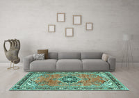 Machine Washable Persian Turquoise Traditional Rug, wshtr2988turq