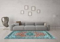 Machine Washable Persian Light Blue Traditional Rug, wshtr2988lblu