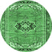 Round Persian Emerald Green Traditional Rug, tr2988emgrn