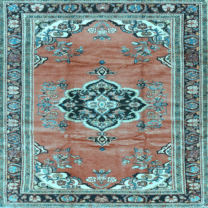 Square Machine Washable Persian Light Blue Traditional Rug, wshtr2988lblu