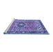 Sideview of Machine Washable Persian Blue Traditional Rug, wshtr2988blu