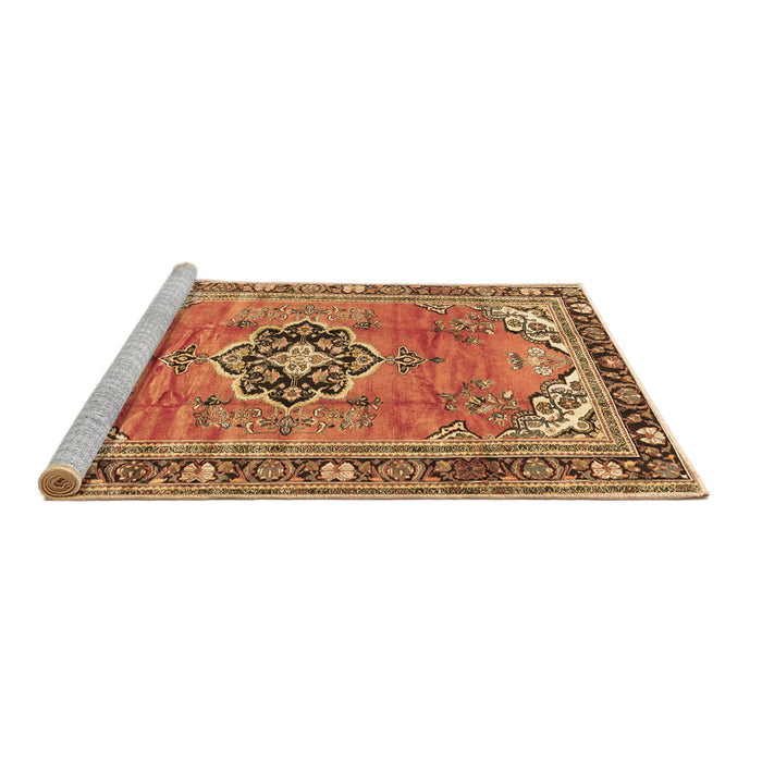 Sideview of Machine Washable Persian Brown Traditional Rug, wshtr2988brn