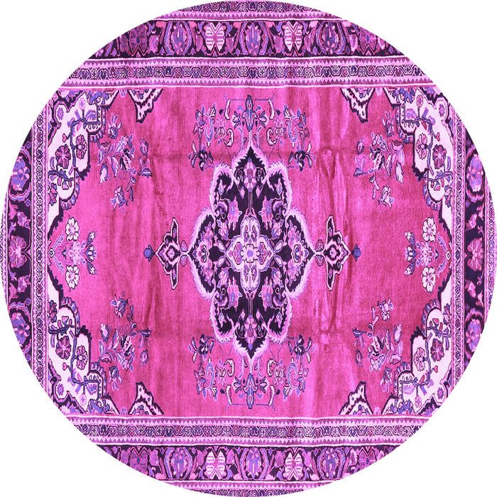 Round Machine Washable Persian Purple Traditional Area Rugs, wshtr2988pur