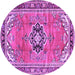 Round Machine Washable Persian Purple Traditional Area Rugs, wshtr2988pur