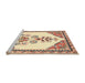 Sideview of Machine Washable Traditional Khaki Gold Rug, wshtr2989