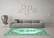 Machine Washable Animal Turquoise Traditional Area Rugs in a Living Room,, wshtr2989turq