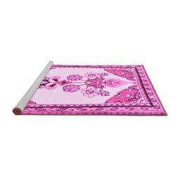 Sideview of Machine Washable Animal Pink Traditional Rug, wshtr2989pnk