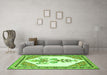 Machine Washable Animal Green Traditional Area Rugs in a Living Room,, wshtr2989grn