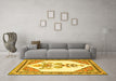 Machine Washable Animal Yellow Traditional Rug in a Living Room, wshtr2989yw