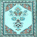 Square Machine Washable Animal Light Blue Traditional Rug, wshtr2989lblu