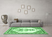 Machine Washable Animal Emerald Green Traditional Area Rugs in a Living Room,, wshtr2989emgrn