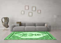 Machine Washable Animal Emerald Green Traditional Rug, wshtr2989emgrn