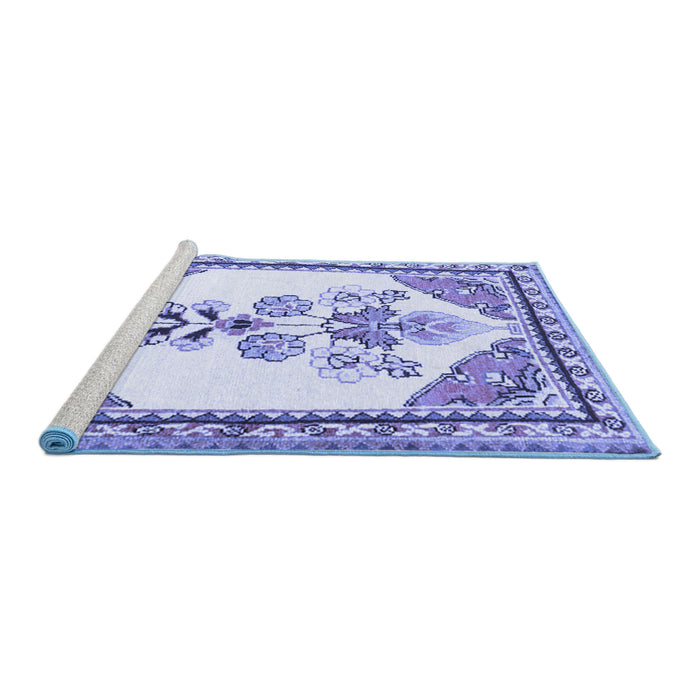 Sideview of Machine Washable Animal Blue Traditional Rug, wshtr2989blu