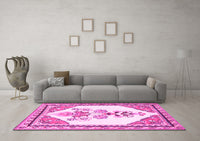 Machine Washable Animal Pink Traditional Rug, wshtr2989pnk