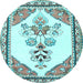 Round Animal Light Blue Traditional Rug, tr2989lblu