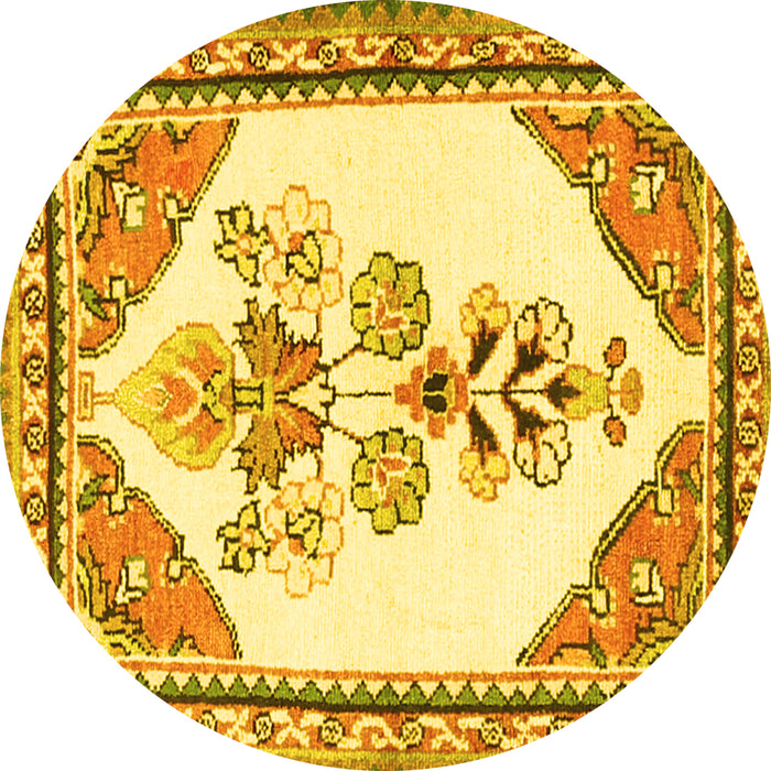 Round Machine Washable Animal Yellow Traditional Rug, wshtr2989yw