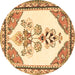 Round Animal Brown Traditional Rug, tr2989brn