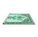 Sideview of Machine Washable Animal Turquoise Traditional Area Rugs, wshtr2989turq