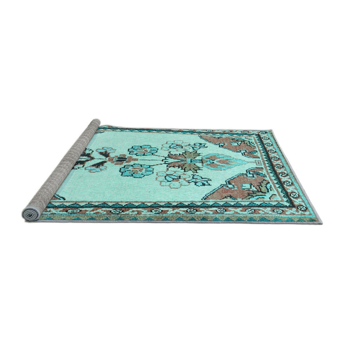 Sideview of Machine Washable Animal Light Blue Traditional Rug, wshtr2989lblu