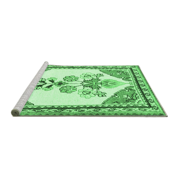 Sideview of Machine Washable Animal Emerald Green Traditional Area Rugs, wshtr2989emgrn