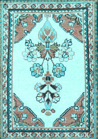 Animal Light Blue Traditional Rug, tr2989lblu