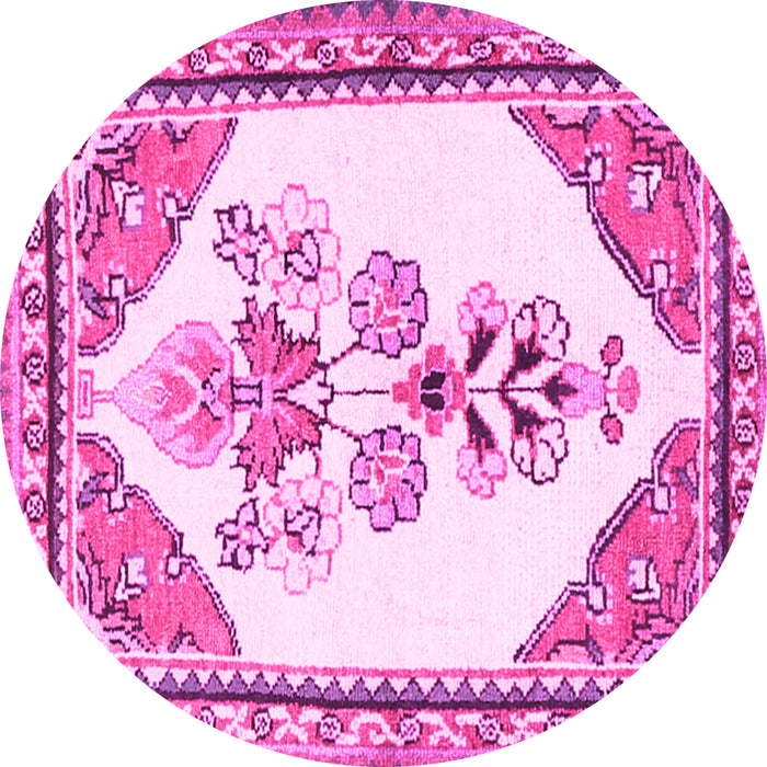 Round Machine Washable Animal Pink Traditional Rug, wshtr2989pnk