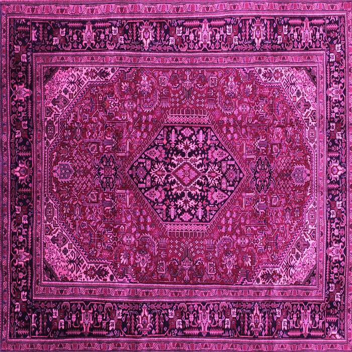 Square Machine Washable Persian Pink Traditional Rug, wshtr298pnk