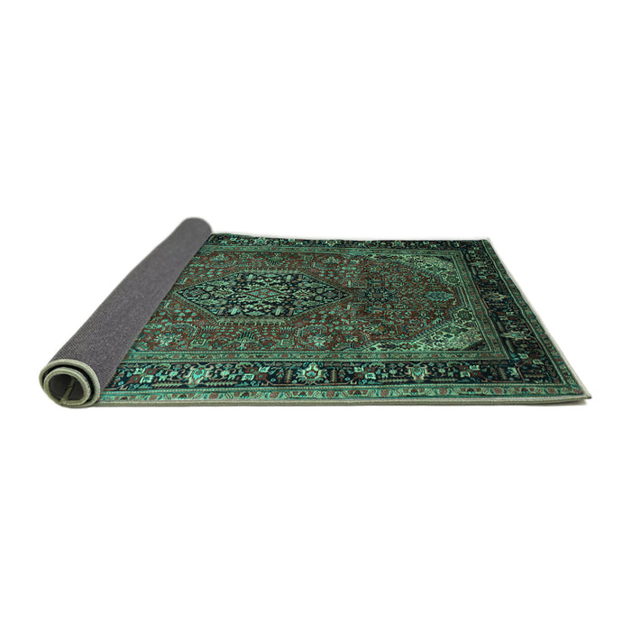 Sideview of Persian Turquoise Traditional Rug, tr298turq