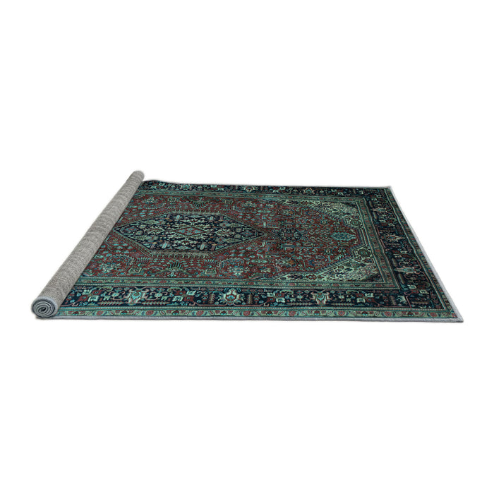 Sideview of Machine Washable Persian Light Blue Traditional Rug, wshtr298lblu