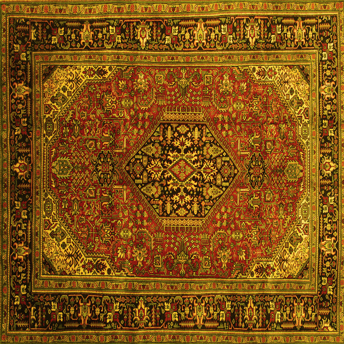 Square Machine Washable Persian Yellow Traditional Rug, wshtr298yw