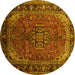 Round Machine Washable Persian Yellow Traditional Rug, wshtr298yw