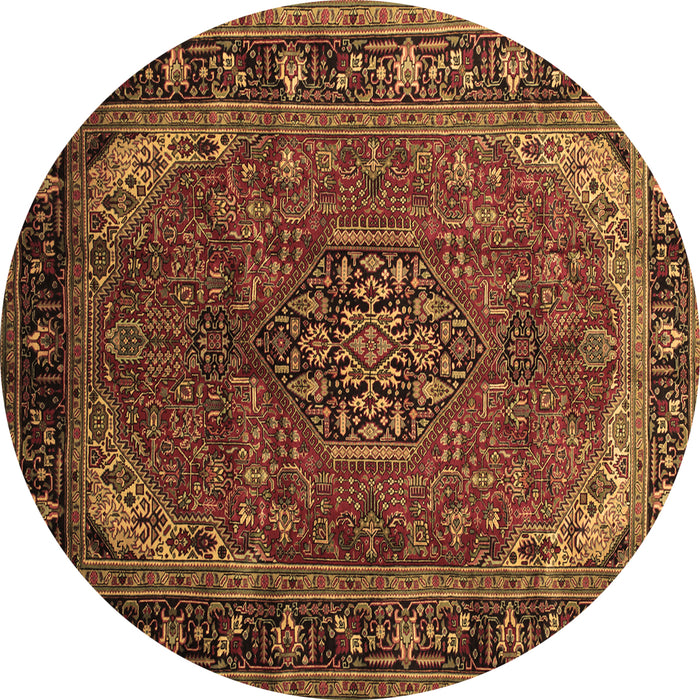 Round Persian Brown Traditional Rug, tr298brn