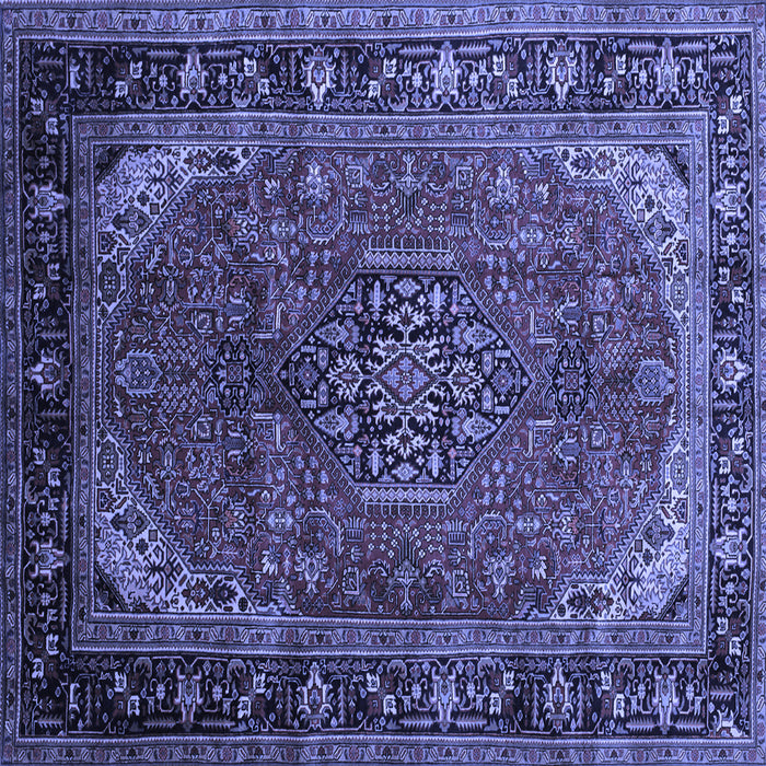 Square Machine Washable Persian Blue Traditional Rug, wshtr298blu