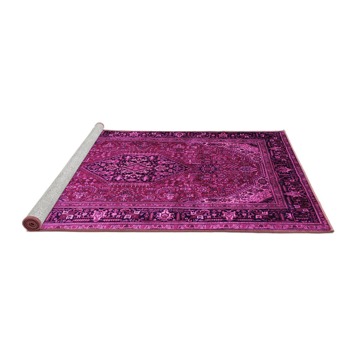 Sideview of Machine Washable Persian Pink Traditional Rug, wshtr298pnk