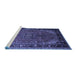 Sideview of Machine Washable Persian Blue Traditional Rug, wshtr298blu