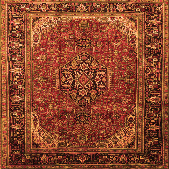 Round Machine Washable Persian Orange Traditional Area Rugs, wshtr298org