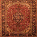 Round Machine Washable Persian Orange Traditional Area Rugs, wshtr298org