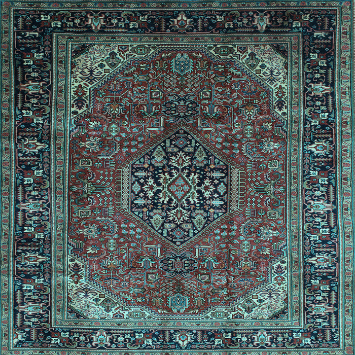 Square Machine Washable Persian Light Blue Traditional Rug, wshtr298lblu