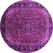 Round Machine Washable Persian Purple Traditional Area Rugs, wshtr298pur