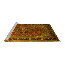 Sideview of Machine Washable Persian Yellow Traditional Rug, wshtr298yw